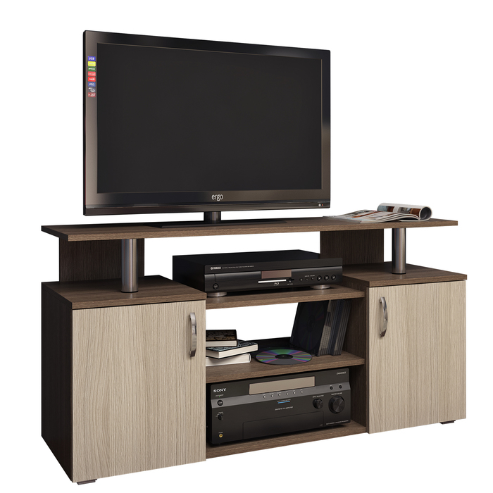 Тумба под ТВ 1200 × 450 × 640, Ясень шимо темный/Ясень шимо светлый