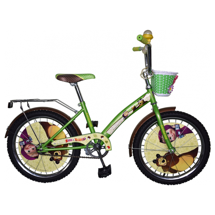 Велосипед 20" Navigator Маша и Медведь, 2018, цвет зелёный