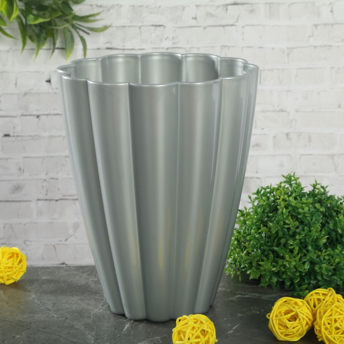 Кашпо 1,45 л, "Тюльпан", цвет серебряный