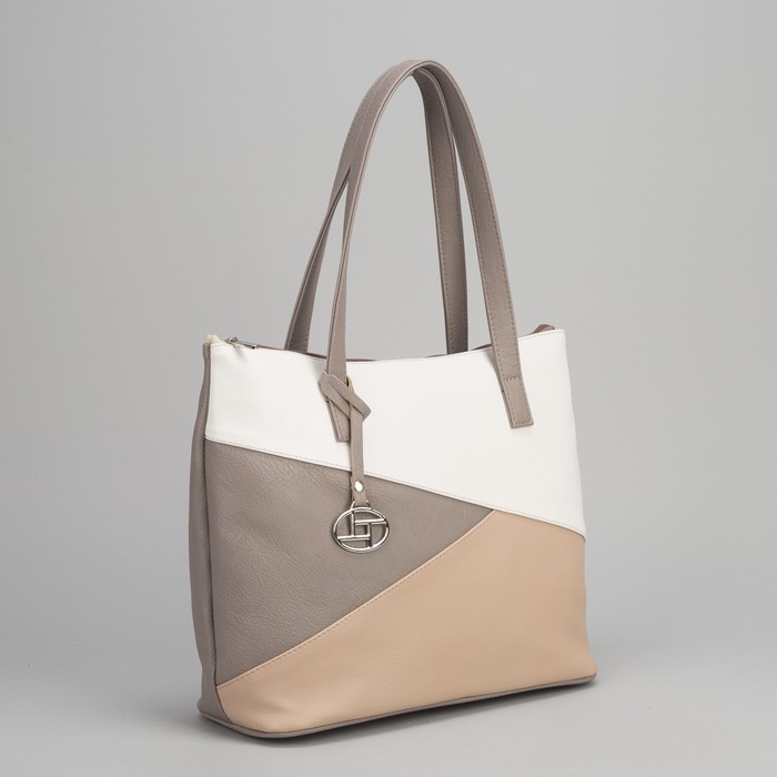 Сумка женская, отдел на молнии, наружный карман, цвет белый/персик