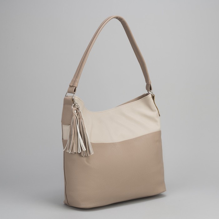 Сумка женская, отдел на молнии, наружный карман, цвет бежевый/персик