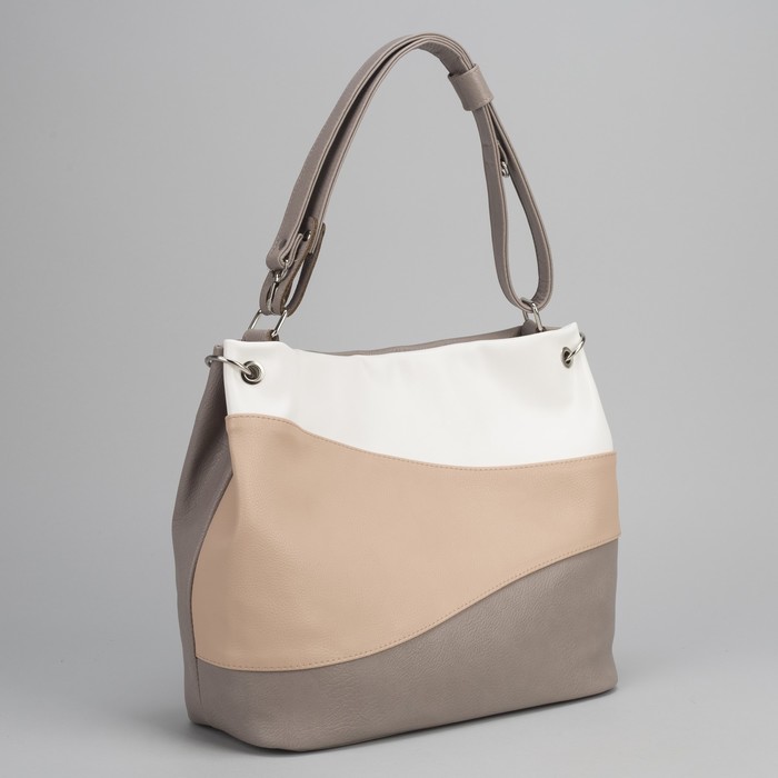 Сумка женская, отдел на молнии, наружный карман, регулируемая ручка, цвет белый/персиковый