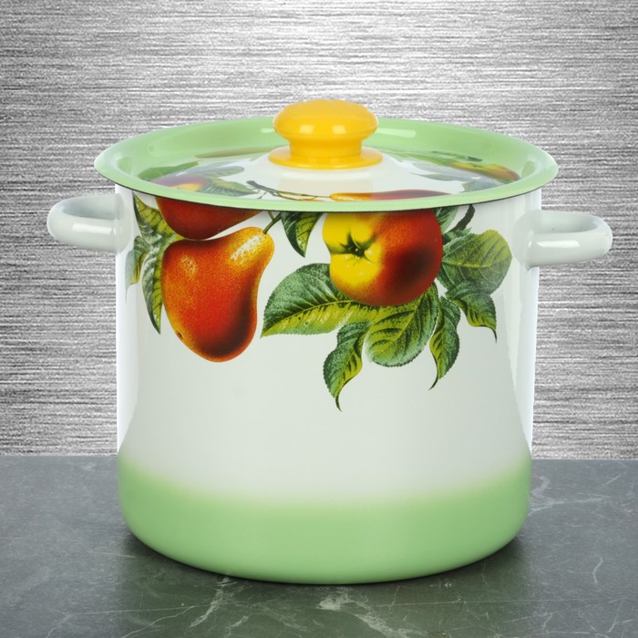 Кастрюля цилиндрическая 5,5 л, тонирование, крышечная деколь, с пластмассовой ручкой