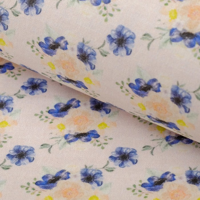 Ткани для пэчворка "Акварельные пионы", 120г/кв.м, №1