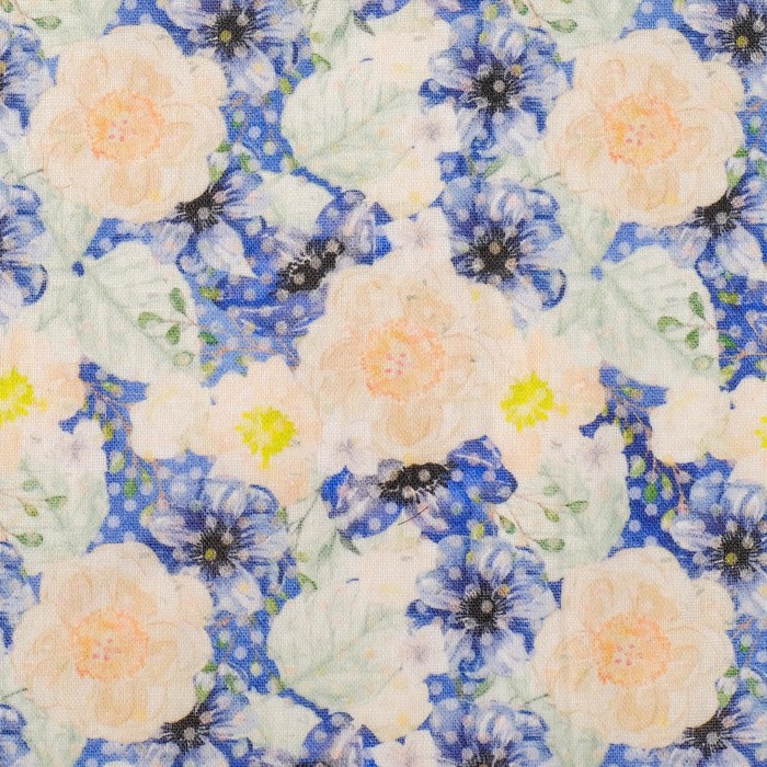 Ткани для пэчворка "Акварельные пионы", 120г/кв.м, №7