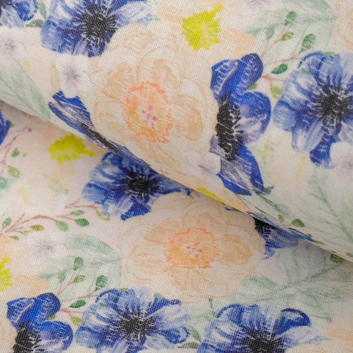 Ткани для пэчворка "Акварельные пионы", 120г/кв.м, №9