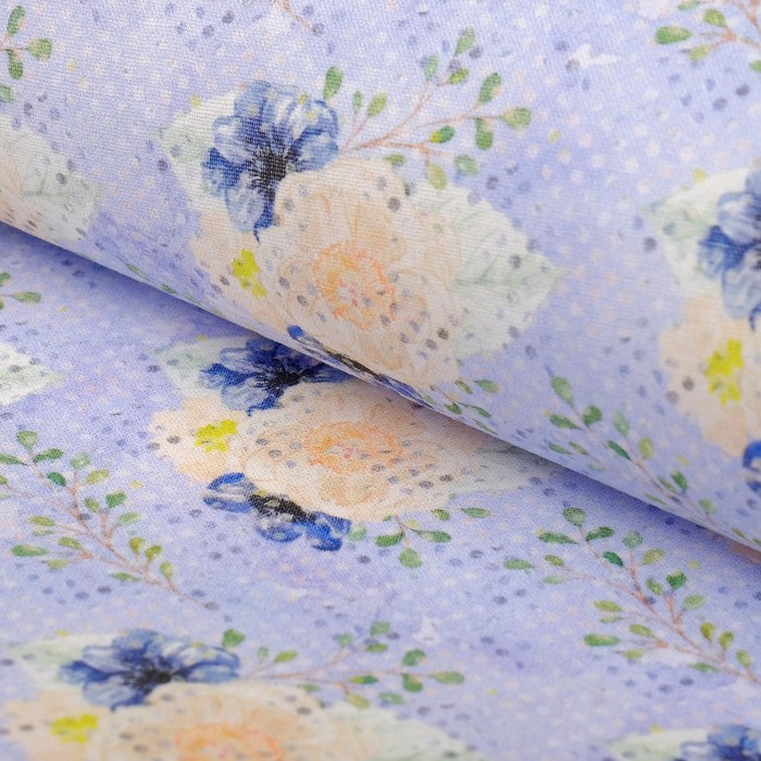 Ткани для пэчворка "Акварельные пионы", 120г/кв.м, №12