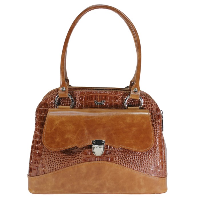 Сумка женская саквояж, натуральная кожа, цвет рыжий