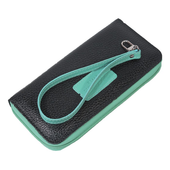 Кошелёк женский на молнии, 3 отдела для купюр, для кредитных карт, цвет чёрный