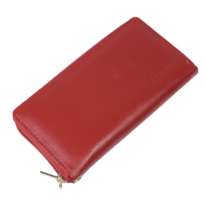 Кошелёк женский на молнии, 2 отдела для купюр, для монет, для кредитных карт, цвет красный