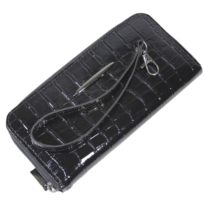 Кошелёк женский на молнии, 3 отдела для купюр, для кредитных карт, цвет чёрный