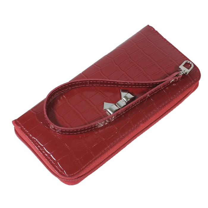 Кошелёк женский на молнии, 3 отдела для купюр, для кредитных карт, цвет красный