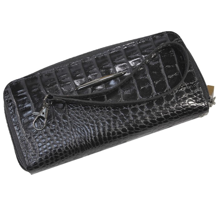 Кошелёк женский на молнии, 3 отдела для купюр, для кредитных карт, цвет чёрный