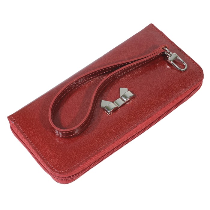Кошелёк женский на молнии, 3 отдела для купюр, для кредитных карт, цвет красный