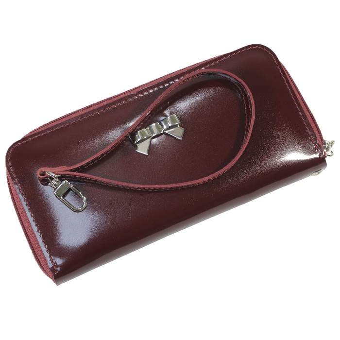 Кошелёк женский на молнии, 3 отдела для купюр, для кредитных карт, цвет бордовый