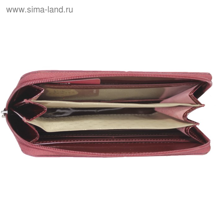 

Кошелёк женский на молнии, 3 отдела для купюр, для кредитных карт, цвет бордовый