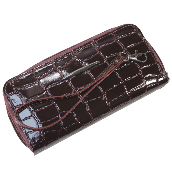 Кошелёк женский на молнии, 3 отдела для купюр, для кредитных карт, цвет бордовый