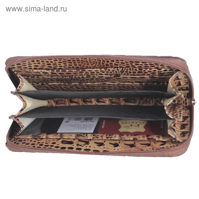 

Кошелёк женский на молнии, 3 отдела для купюр, для кредитных карт, цвет коричневый
