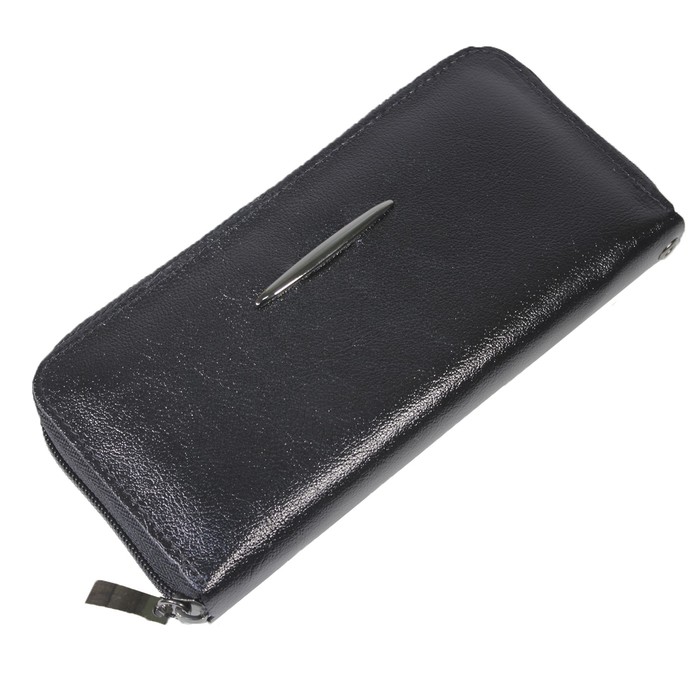 Кошелёк женский на молнии, 3 отдела для купюр, для кредитных карт, цвет чёрный