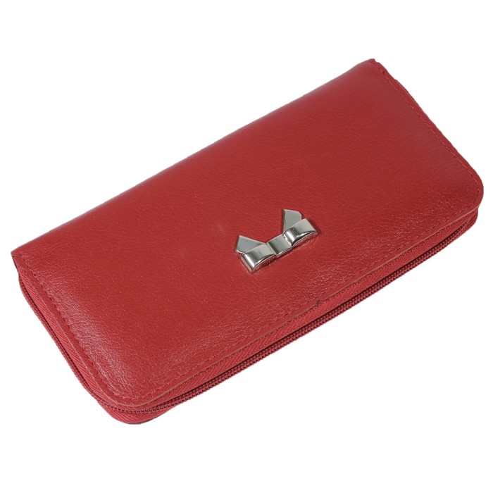 Кошелёк женский на молнии, 3 отдела для купюр, для кредитных карт, цвет красный