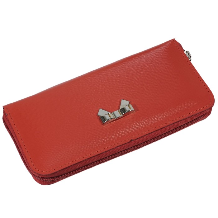 Кошелёк женский на молнии, 3 отдела для купюр, для кредитных карт, цвет красный