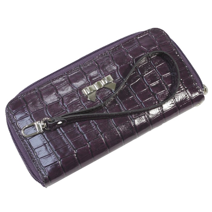 Кошелёк женский на молнии, 3 отдела для купюр, для кредитных карт, цвет баклажан