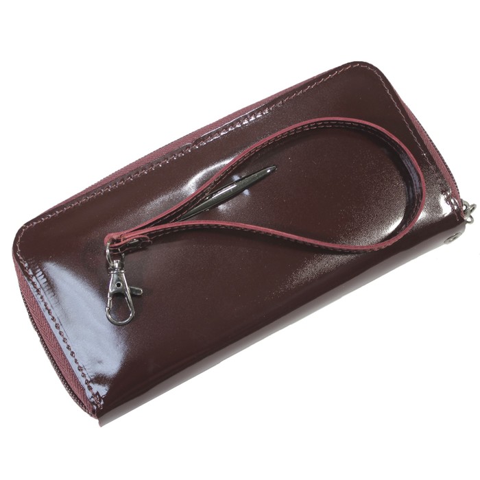 Кошелёк женский на молнии, 3 отдела для купюр, для кредитных карт, цвет бордовый