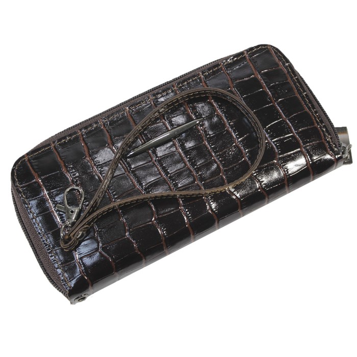 Кошелёк женский на молнии, 3 отдела для купюр, для кредитных карт, цвет коричневый