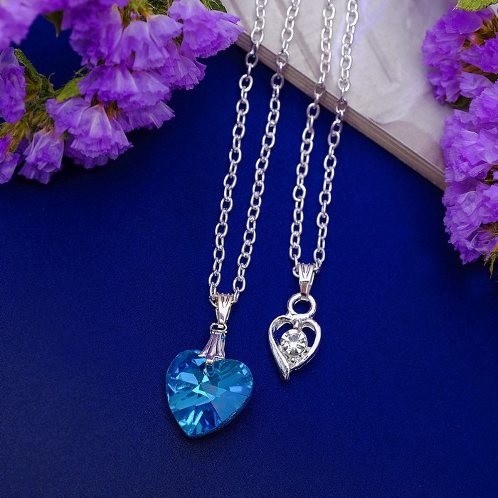 Кулон "Сердце" влюблённость, две цепочки, цвет МИКС, 45 см
