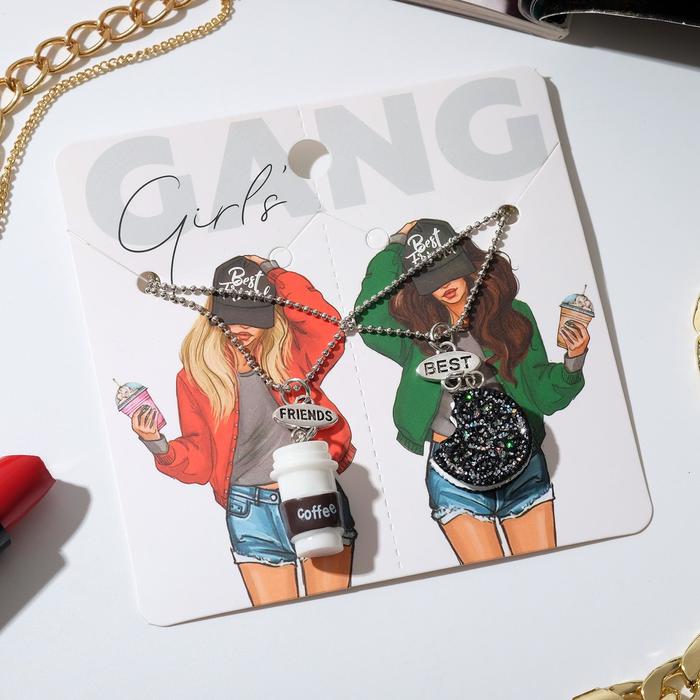 Кулон "Неразлучники" печенье с кофе, цвет бело-чёрный