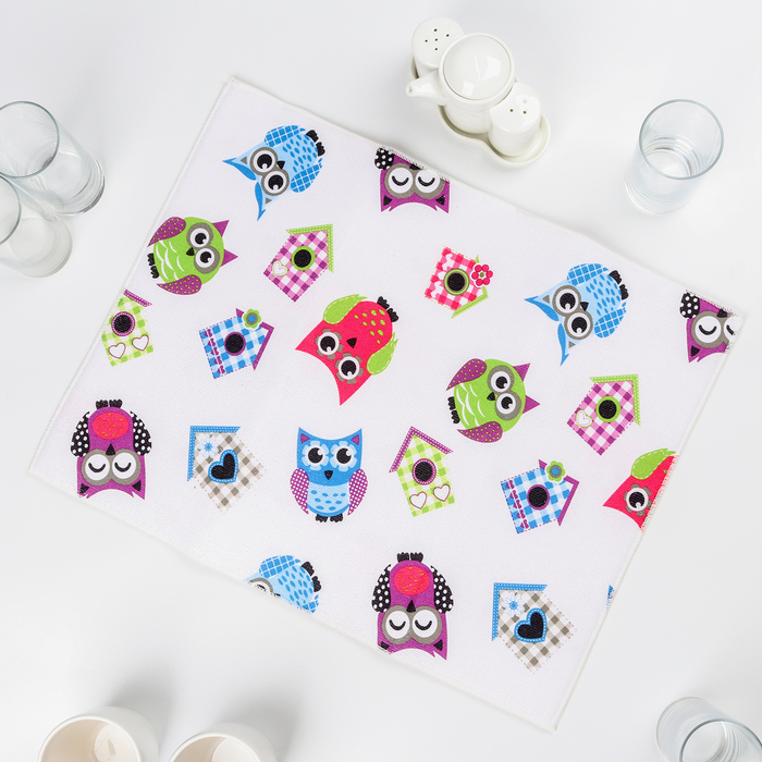 Коврик для сушки посуды 38х51 см "Совушки",