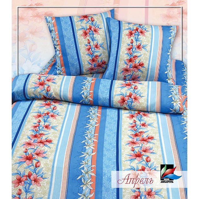 Постельное бельё 2 сп. Апрель голубой 180х215, 175х215, 70х70 2шт бязь 105г/м хл100%