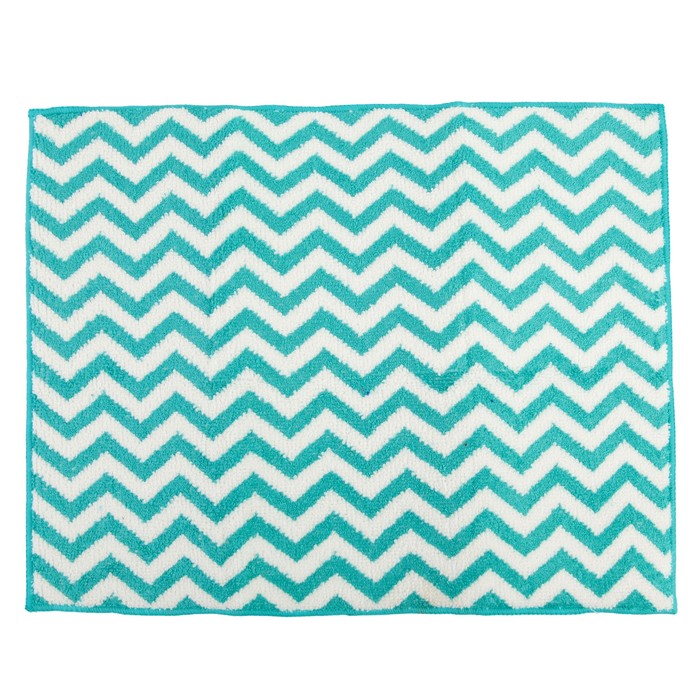 Коврик для сушки посуды 30х40 см "Зигзаг", микрофибра, цвет голубой