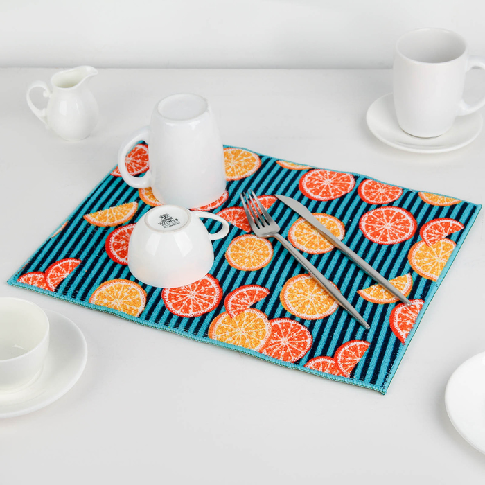 Коврик для сушки посуды 30х40 см "Цитрусы", микрофибра
