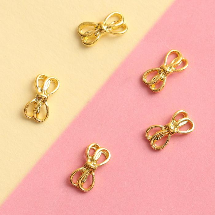 Декоративный элемент "Бантик", 5шт, цвет золотой