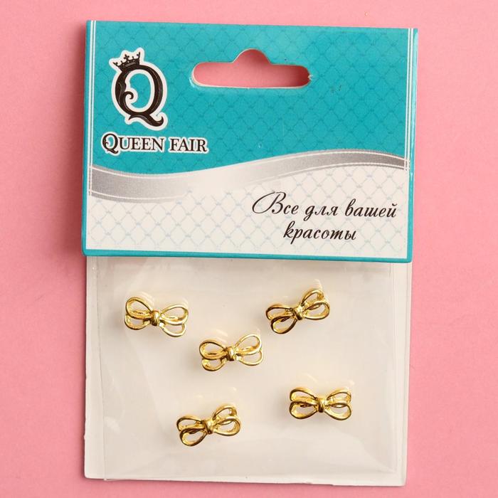 Декоративный элемент "Бантик", 5шт, цвет золотой