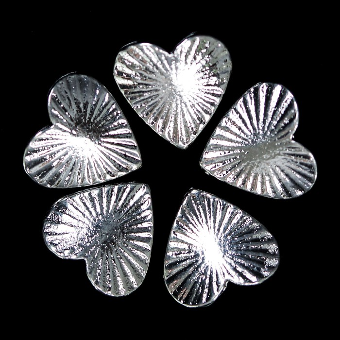 Декоративный элемент "Сердце", 5шт, цвет серебряный