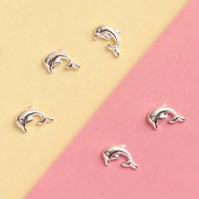 Декоративный элемент "Дельфин", 5шт, цвет серебряный