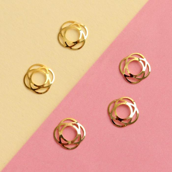 Декоративный элемент "Роза", 5шт, цвет золотой