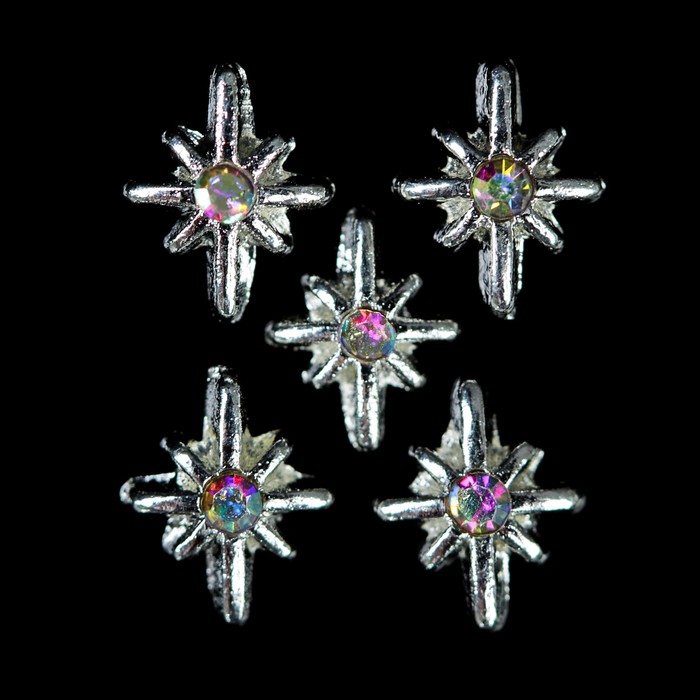 Декоративный элемент "Звезда", 5шт, цвет серебряный