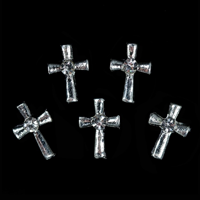 Декоративный элемент "Крест", 5шт, цвет серебряный