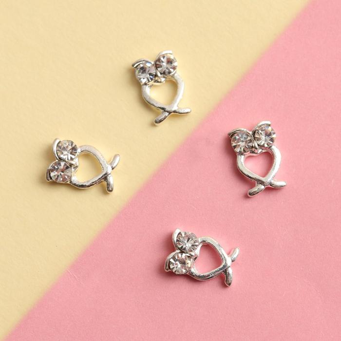 Декоративный элемент "Сова", 4шт, цвет серебряный