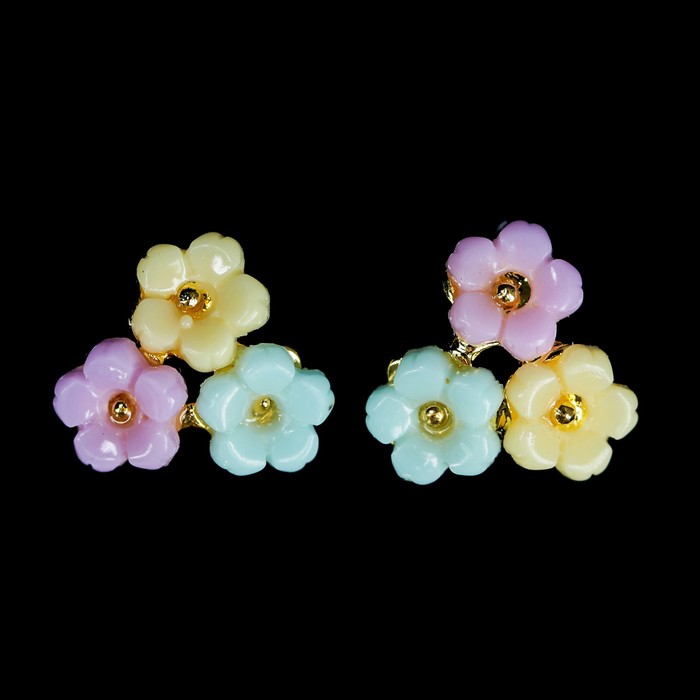 Декоративный элемент "Цветы", 2шт, цвет розовый/жёлтый/зелёный