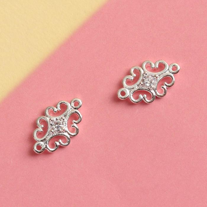 Декоративный элемент "Кружево", 2шт, цвет серебряный