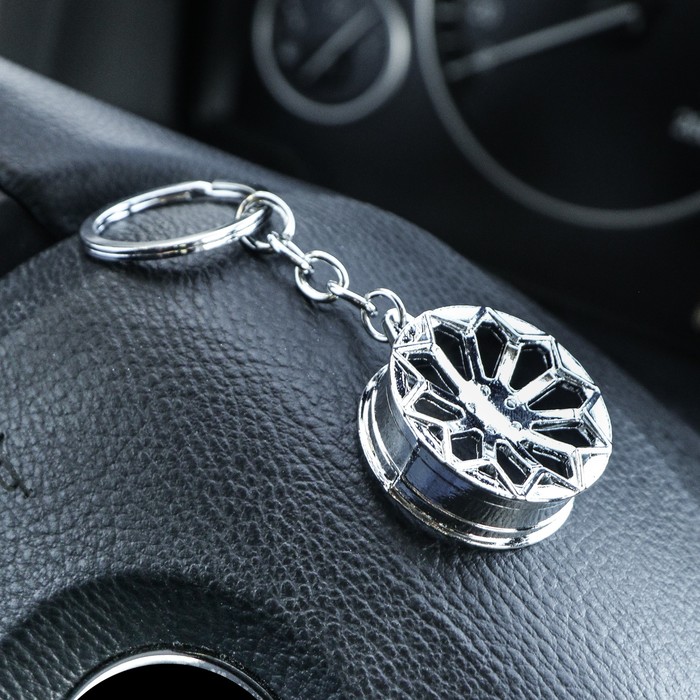 Брелок диск D-2 металл, хром