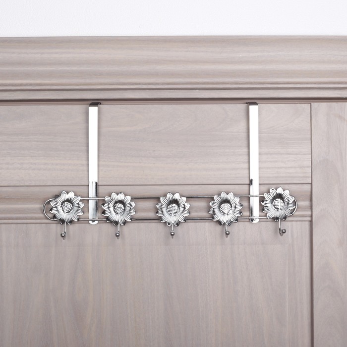 Вешалка надверная, 5 крючков, цвет серебро