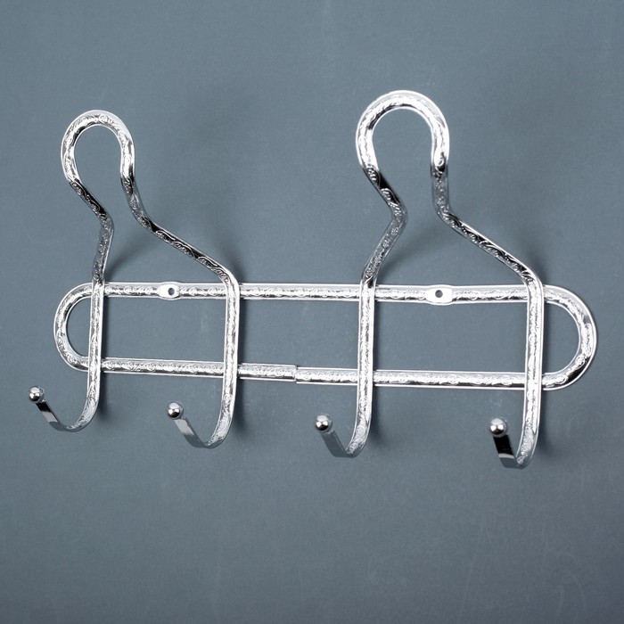 Вешалка на 4 двойных крючка 30,5х18х7,5 см, цвет хром