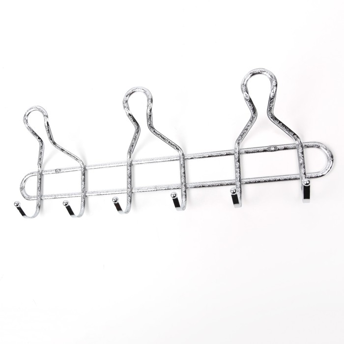 Вешалка на 6 двойных крючков 30,5х18х10 см, цвет хром