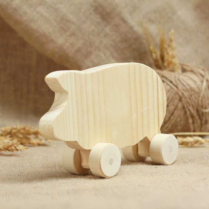 Заготовка для творчества «Свинья», на колесиках, 5×17,5×10 см