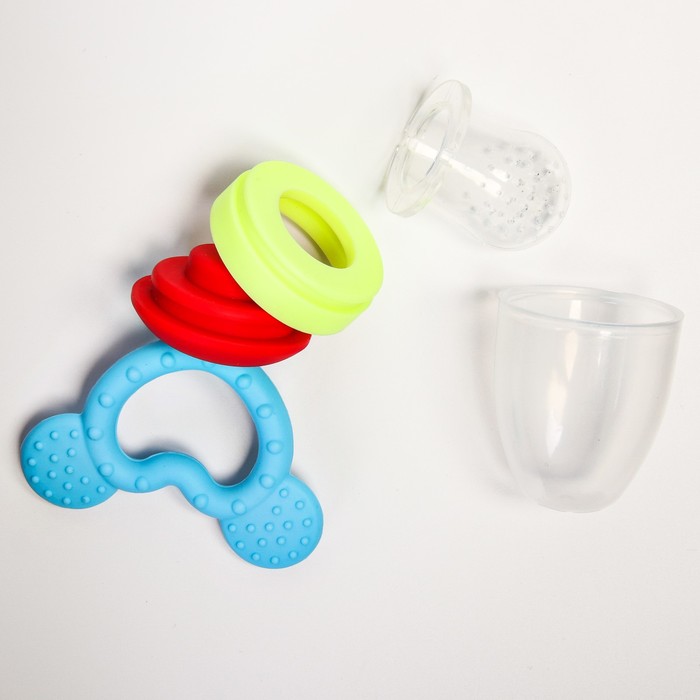 Ниблер с силиконовой насадкой и силиконовой ручкой-грызунком, цвет голубой